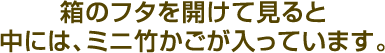 箱のフタを開けて見ると中には、ミニ竹かごが入っています。